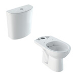 Stojąca miska WC Selnova do spłuczki nasadzanej, lejowa, B35.6 cm, H39 cm, T66.5 cm, odpływ poziomy, Rimfree Spłuczka nasadzana Selnova B36.5 cm, H39 cm, T16.5 cm, spłukiwanie dwudzielne, przyłącze wody z boku